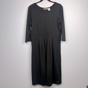 Ella Simone solid black petite large side zip classic dress